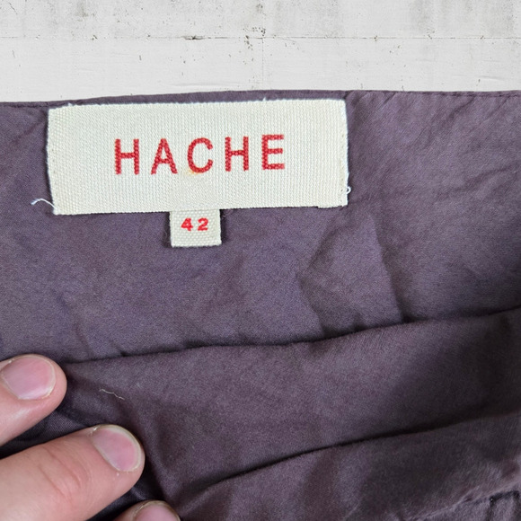 Y2K Hache Mauve Purple Italian High Waisted Classic A Line Midi Skirt Size 6 - Picture 2 of 8